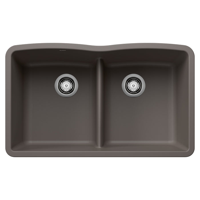 BLANCO 443106 Diamond Equal Double Bowl Kitchen Sink with Low Divide - Volcano Gray