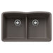 BLANCO 443106 Diamond Equal Double Bowl Kitchen Sink with Low Divide - Volcano Gray