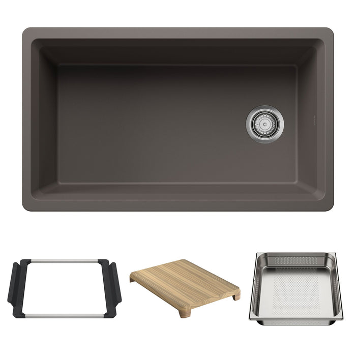 BLANCO Inteos SILGRANIT 33" Single Bowl Reversible Undermount Workstation Kitchen Sink - Volcano Gray