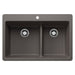 BLANCO Liven SILGRANIT 33" 60/40 Double Bowl Dual Mount Kitchen Sink with Low Divide - Volcano Gray