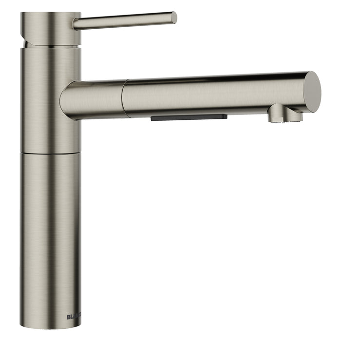 BLANCO Alta II Low Arc Pull-Out Dual-Spray Kitchen Faucet - Satin Platinum