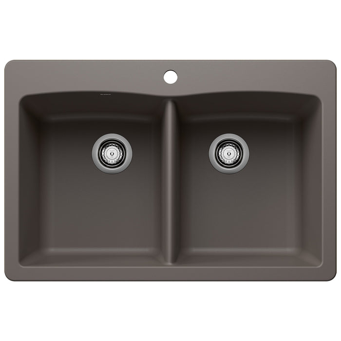 BLANCO 443104 Diamond Equal Double Dual Mount Kitchen Sink - Volcano Gray