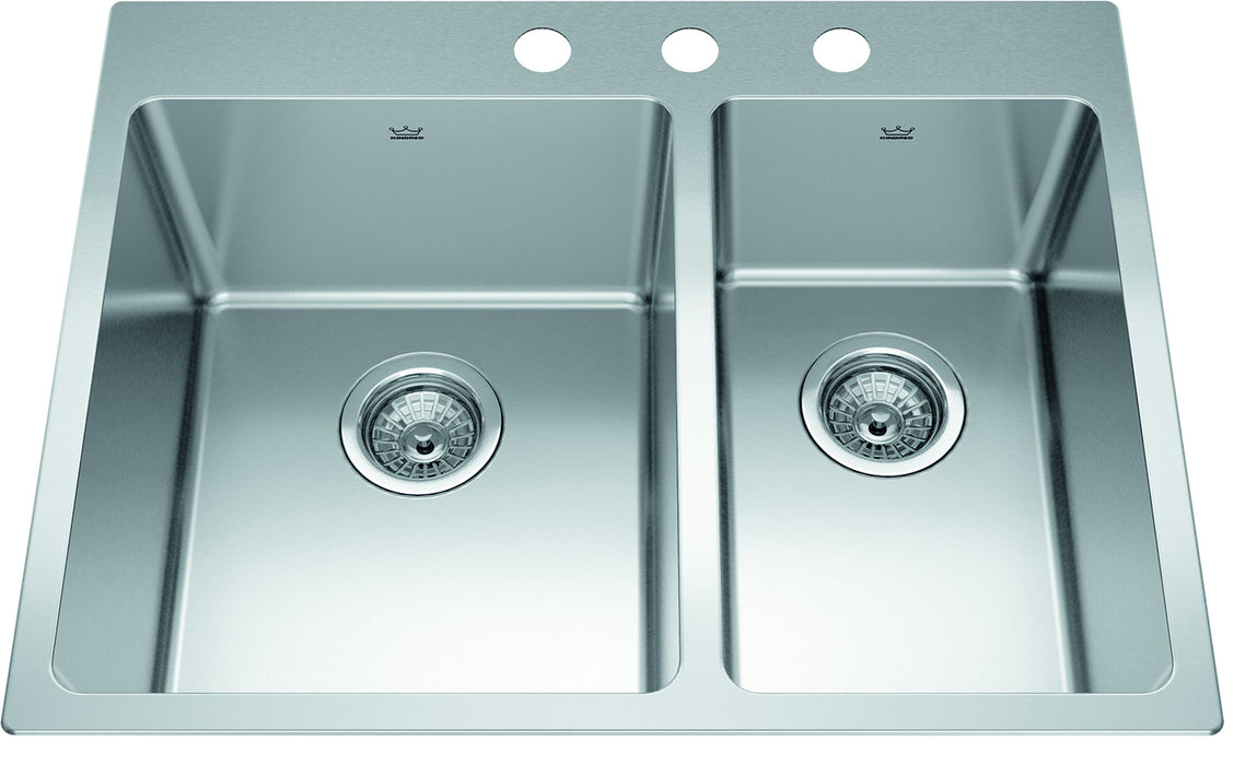 Kindred Brookmore Drop-In Double Bowl 26.94 x 20.9 in Stainless Steel Kitchen Sink