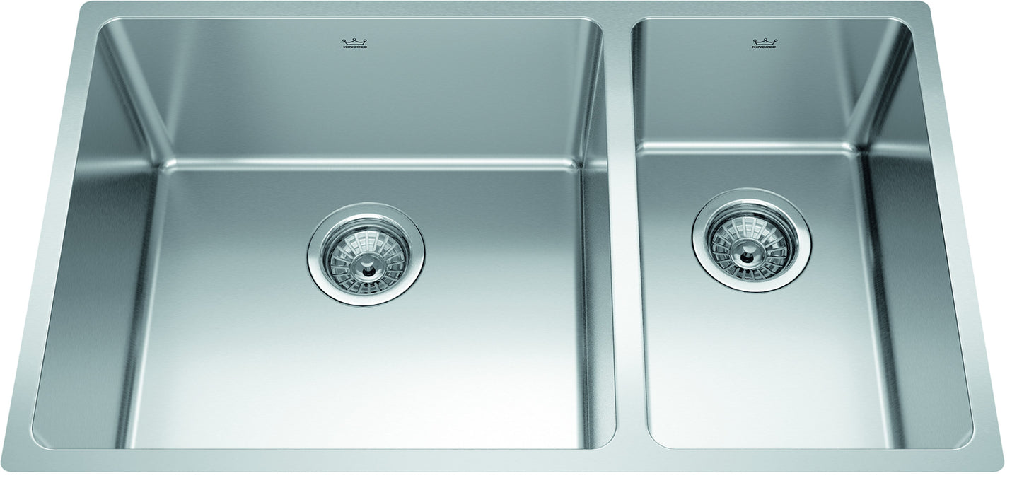 Kindred Brookmore BCU1831R-9N Undermount Double Bowl 30.5 x 18.13 in Stainless Steel Kitchen Sink