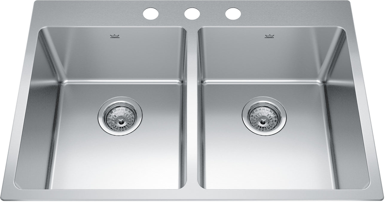 Kindred Brookmore BDL2131-9 Drop-In Double Bowl 30.88 x 20.9 in Stainless Steel Kitchen Sink