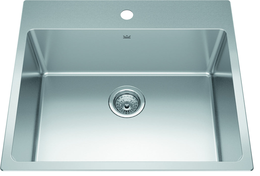 Kindred Brookmore BSL2225-ADA-1N Dual Mount Single Bowl 25 x 22 in Stainless Steel Kitchen Sink