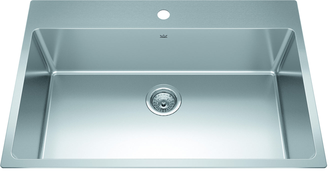 Kindred Brookmore BSL2233-ADA-1N Dual Mount Single Bowl 32.88 x 22 in Stainless Steel Kitchen Sink