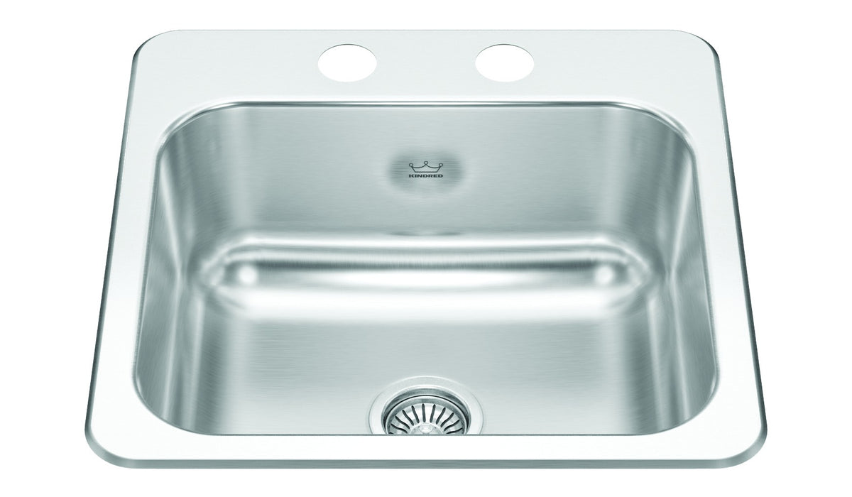Kindred Creemore CSLA1515-6-2CBN Drop-In Single Bowl 15 x 15 in Stainless Steel Kitchen Sink