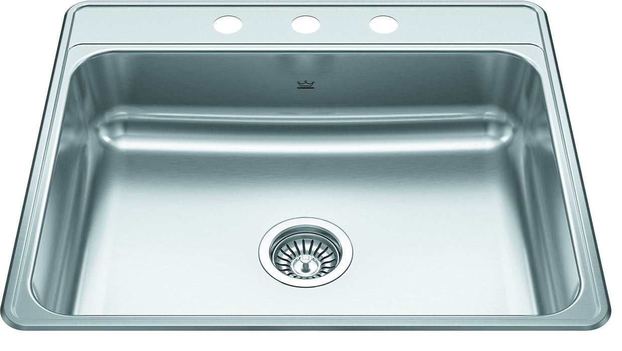 Kindred Creemore CSLA2522-7 Drop-In Single Bowl 25 x 22 in Stainless Steel Kitchen Sink