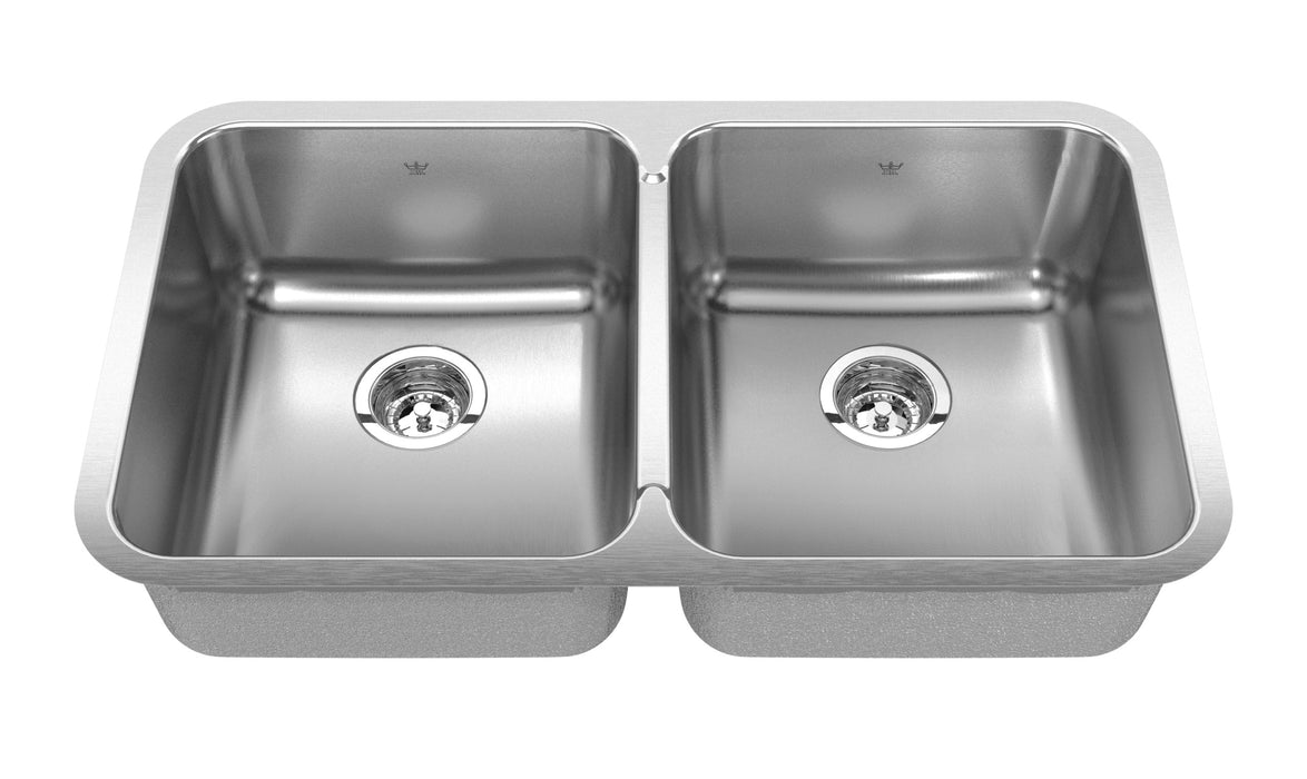 Kindred Steel Queen QDUA1831-8N Undermount Double Bowl 30.88 x 17.75 in Stainless Steel Kitchen Sink