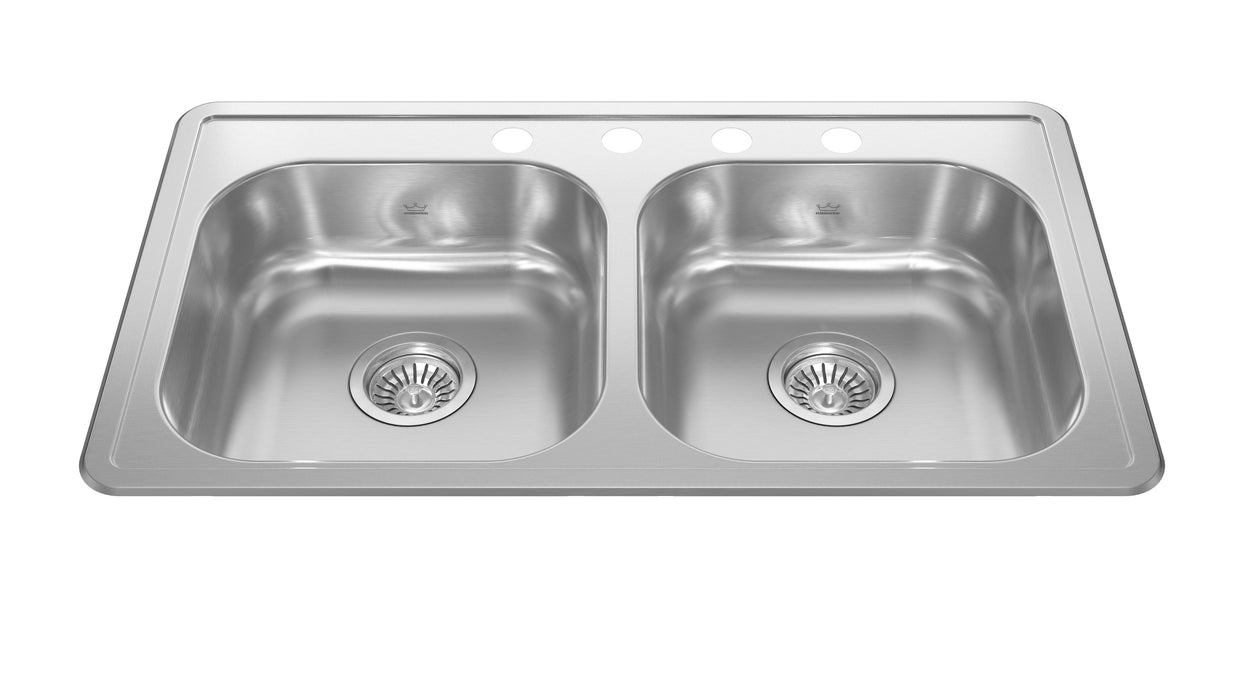 Kindred Creemore RDLA3319-6-4CBN Drop-In Double Bowl 32.94 x 18.31 in Stainless Steel Kitchen Sink