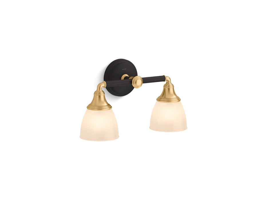 KOHLER K-10571 Devonshire Two-light sconce, black with brass trim