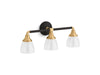 KOHLER K-10572 Devonshire Three-light sconce, black with brass trim