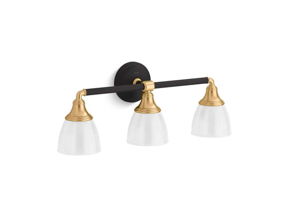KOHLER K-10572 Devonshire Three-light sconce, black with brass trim