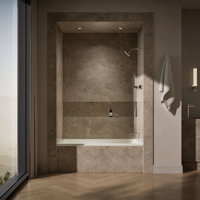 KOHLER K-1121-R Underscore 60" x 30" alcove bath, right drain, biscuit - view 4