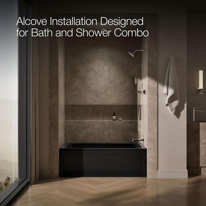 KOHLER K-1122-GHRA Archer 60" x 32" alcove Heated BubbleMassage air bath, right drain, black black - view 2