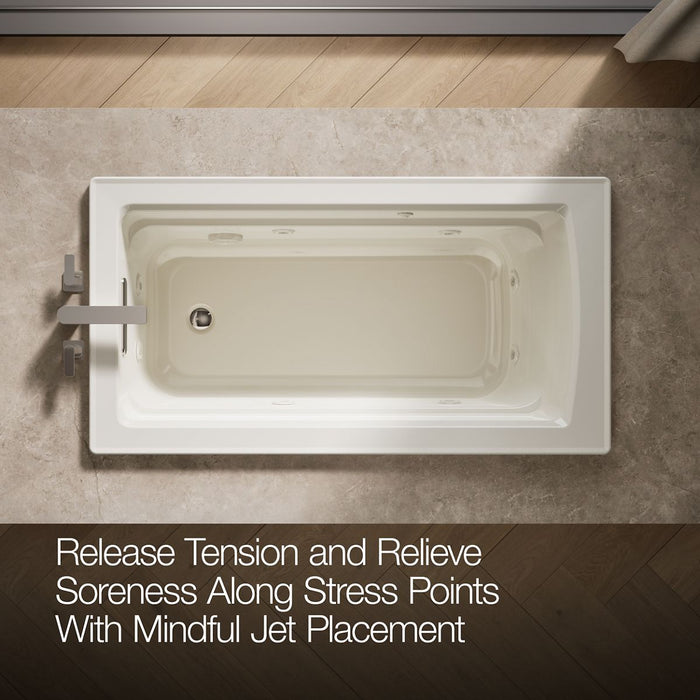 KOHLER K-1122-H Archer 60" x 32" drop-in whirlpool bath with heater