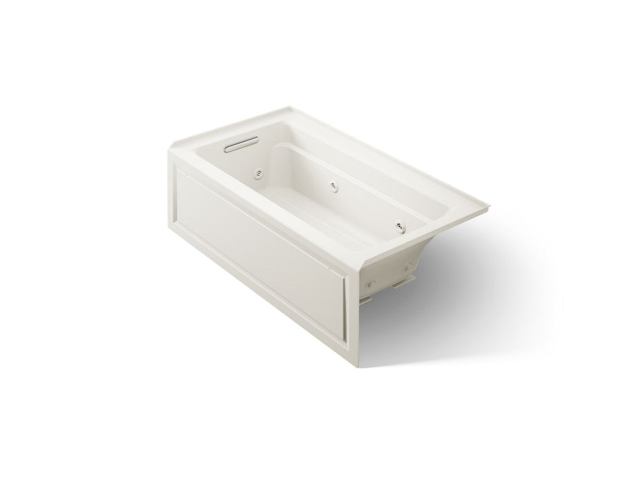 KOHLER K-1122-HL Archer 60" x 32" alcove heated whirlpool bath, left drain, biscuit