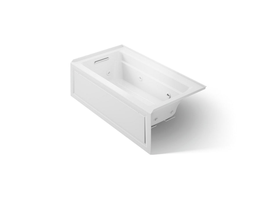 KOHLER K-1122-HL Archer 60" x 32" alcove heated whirlpool bath, left drain, white