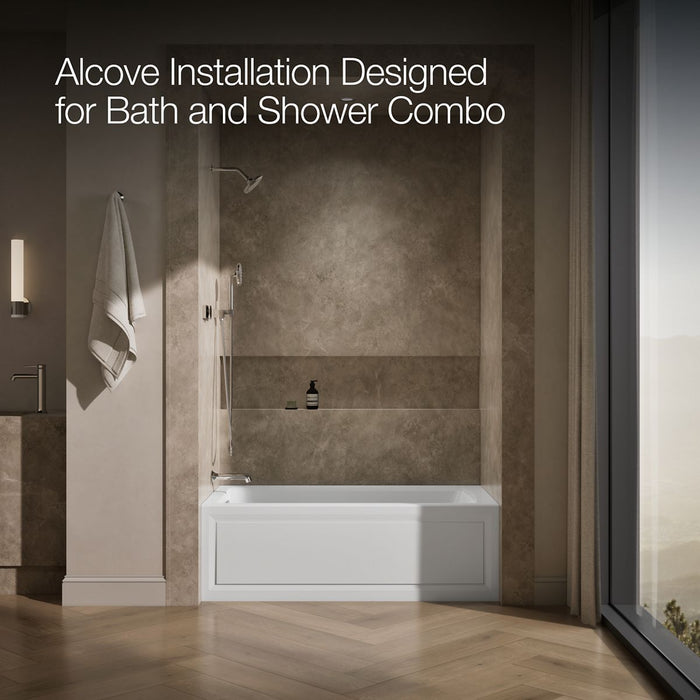 KOHLER K-1122-HL Archer 60" x 32" alcove heated whirlpool bath, left drain, white - view 2