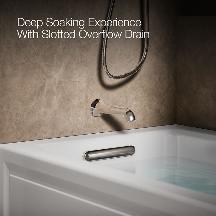 KOHLER K-1122-HL Archer 60" x 32" alcove heated whirlpool bath, left drain, white - view 4