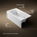 KOHLER K-1122-HL Archer 60" x 32" alcove heated whirlpool bath, left drain, white - view 5