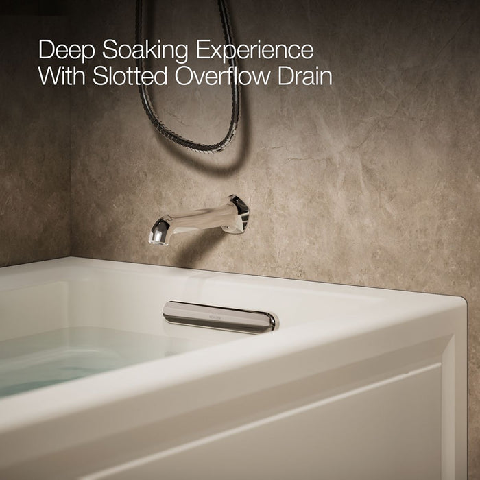 KOHLER K-1122-RAW Archer 60" x 32" alcove whirlpool bath with Bask heated surface, right drain, biscuit - view 4