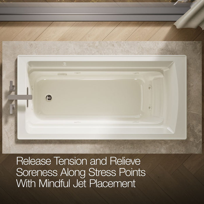 KOHLER K-1124 Archer 72" x 36" drop-in whirlpool bath, biscuit - view 5