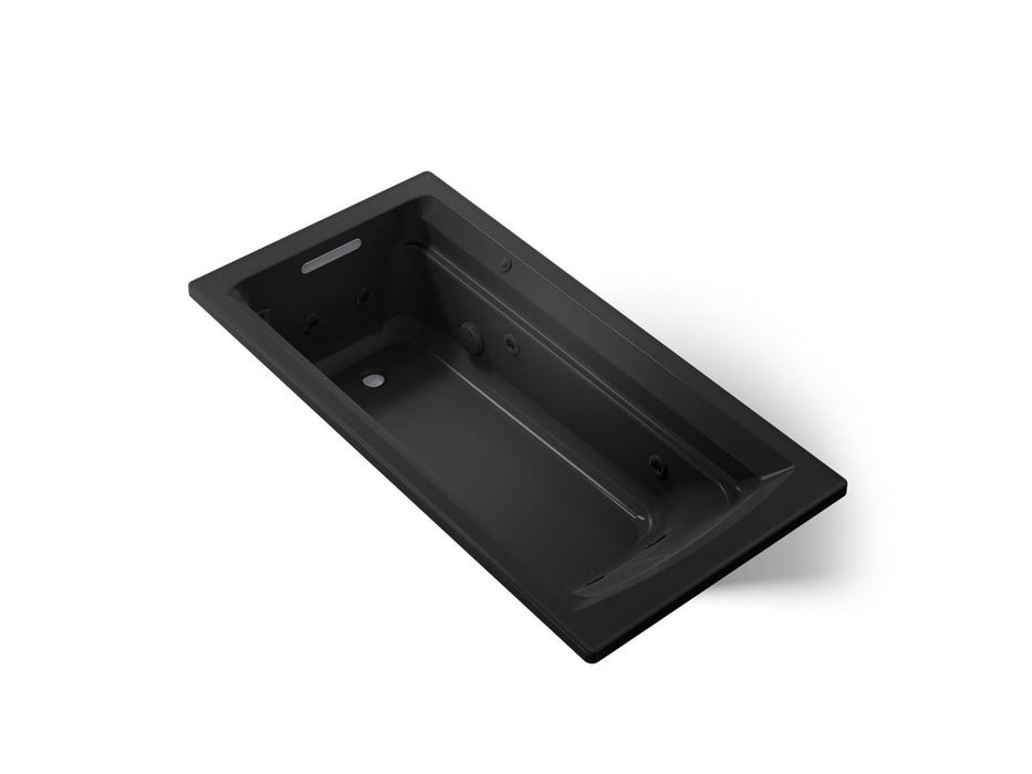 KOHLER K-1124-H Archer 72" x 36" drop-in heated whirlpool bath, black black