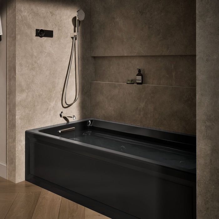 KOHLER K-1124-HL Archer 72" x 36" alcove whirlpool bath with alcove, left drain, black black - view 3