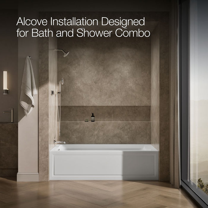 KOHLER K-1124-LA Archer 72" x 36" alcove whirlpool bath with alcove, left drain, white - view 2