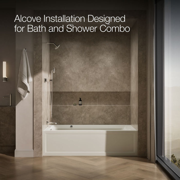 KOHLER K-1124-LAW Archer 72" x 36" alcove whirlpool bath with Bask heated surface, left drain, biscuit - view 2