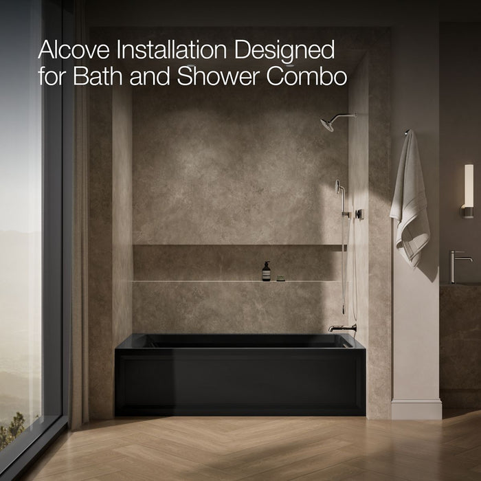 KOHLER K-1124-RA Archer 72" x 36" alcove whirlpool bath, right drain, black black - view 2