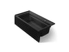 KOHLER K-1124-RAW Archer 72" x 36" alcove whirlpool bath with Bask heated surface, right drain, black black