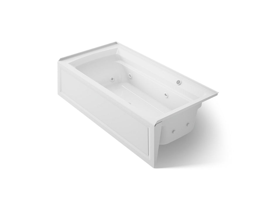 KOHLER K-1124-RAW Archer 72" x 36" alcove whirlpool bath with Bask heated surface, right drain, white