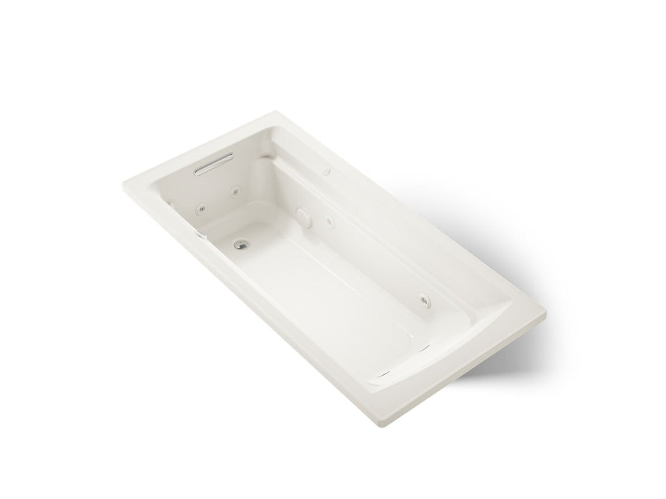 KOHLER K-1124-W1 Archer 72" x 36" drop-in whirlpool bath with Bask heated surface, biscuit