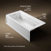 KOHLER K-1124-XGHLA Archer 72" x 36" alcove Heated BubbleMassage air bath and whirlpool, left drain, white - view 5