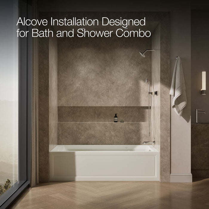KOHLER K-1124-XGHRA Archer 72" x 36" alcove Heated BubbleMassage air bath and whirlpool, right drain, biscuit - view 2