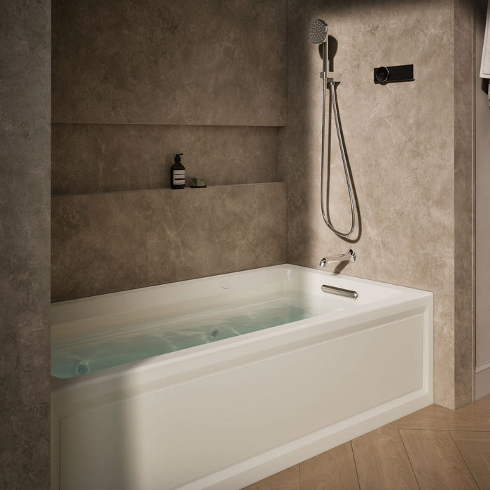 KOHLER K-1124-XGHRA Archer 72" x 36" alcove Heated BubbleMassage air bath and whirlpool, right drain, biscuit - view 3