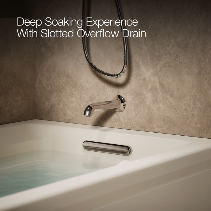 KOHLER K-1124-XGHRA Archer 72" x 36" alcove Heated BubbleMassage air bath and whirlpool, right drain, biscuit - view 4