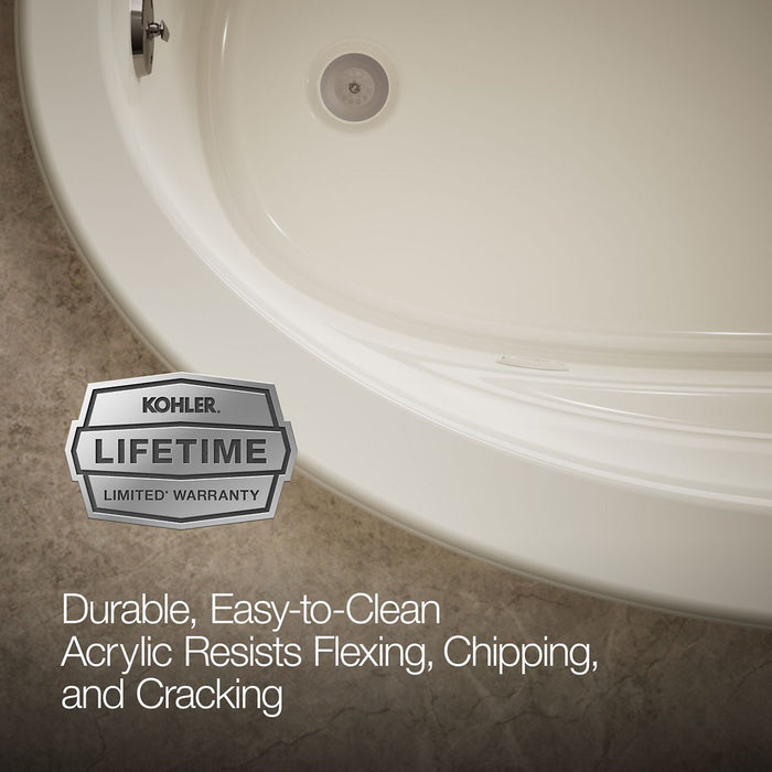 KOHLER K-1162-CB Sunward 60" x 42" drop-in whirlpool bath with Bask heated surface, biscuit - view 5