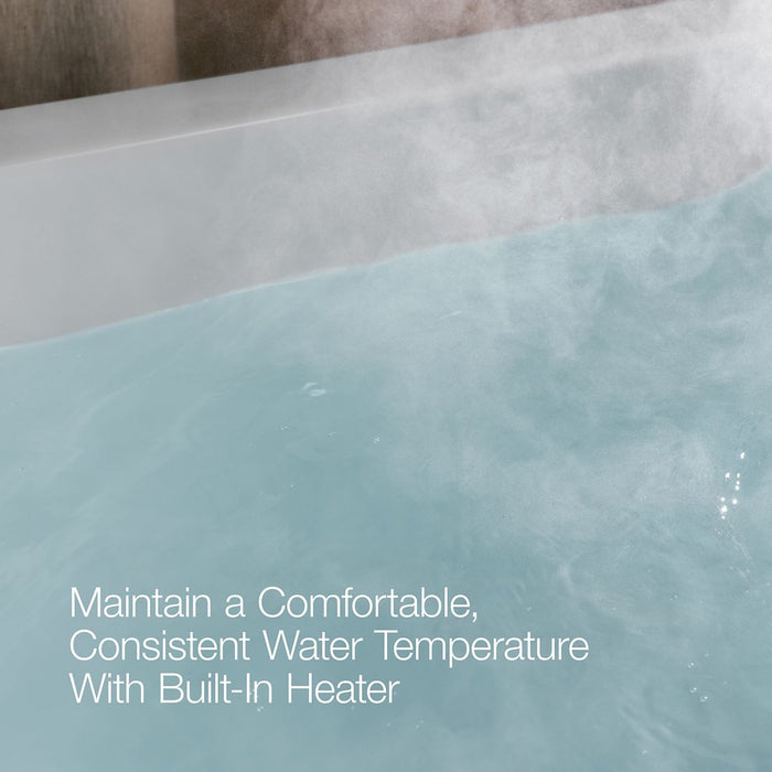 KOHLER K-1162-GHW Sunward 60" x 42" drop-in Heated BubbleMassage air bath with Bask heated surface, biscuit - view 2