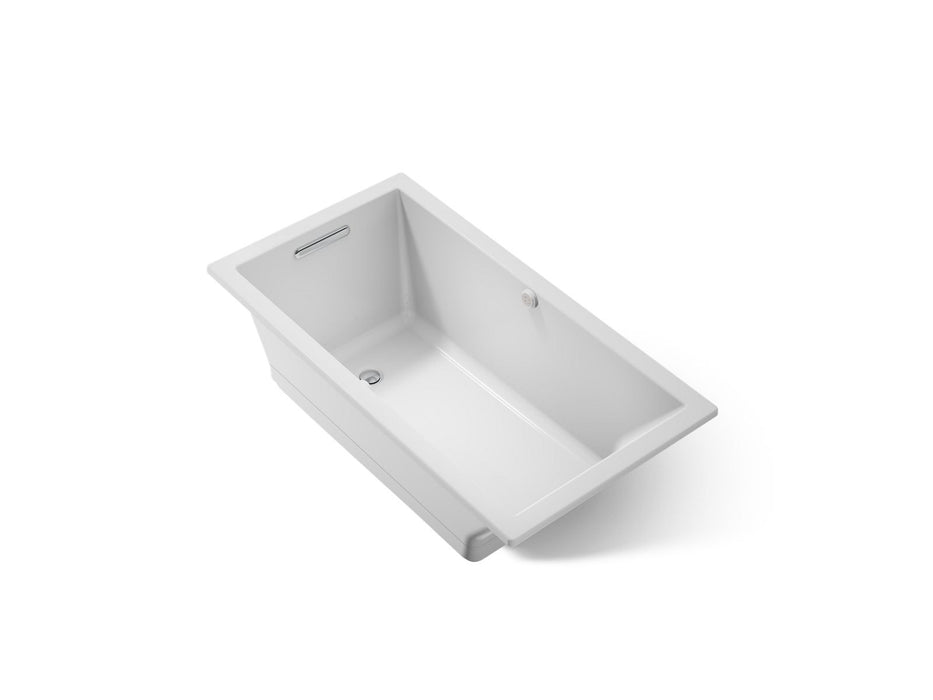KOHLER K-1168-GHW Underscore 60" x 32" drop-in Heated BubbleMassage air bath with Bask heated surface, ice grey