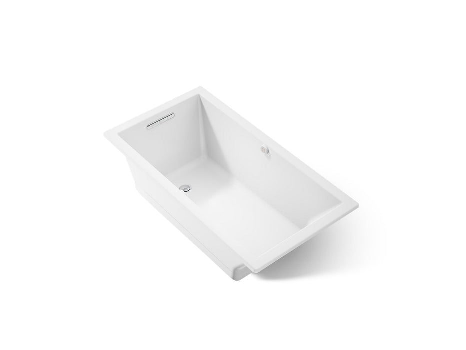 KOHLER K-1168-GHW Underscore 60" x 32" drop-in Heated BubbleMassage air bath with Bask heated surface, white