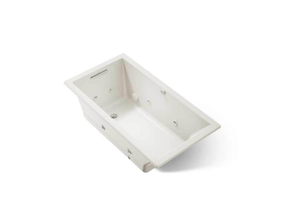 KOHLER K-1168-XHGH Underscore 60" x 32" drop-in Heated BubbleMassage air bath with whirlpool, biscuit