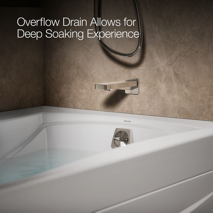 KOHLER K-1224-GHRAW Mariposa 66" x 36" alcove Heated BubbleMassage air bath with Bask heated surface, right drain, white...