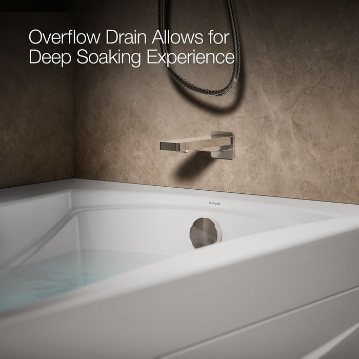 KOHLER K-1224-RA Mariposa 66" x 36" alcove whirlpool, right drain, white - view 4