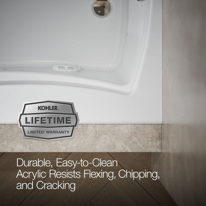KOHLER K-1224-RW Mariposa 66" x 35-7/8" alcove whirlpool bath with Bask heated surface, integral flange, and right-hand drain