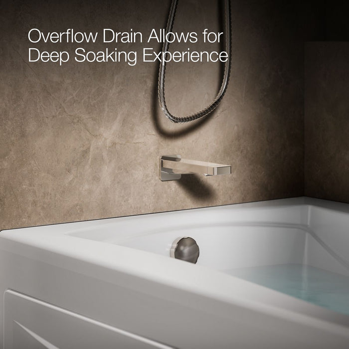 KOHLER K-1239-LAW Mariposa 60" x 36" alcove whirlpool bath with Bask heated surface, left drain