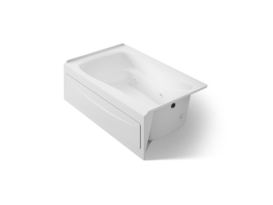 KOHLER K-1239-RA Mariposa 60" x 36" alcove whirlpool, right drain and adjustable jets, white